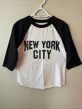 New York City Black & White Raglan TEE